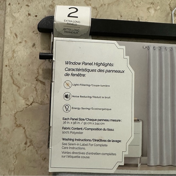 Hope Collection set of 2 extra long window panels - Picture 4 of 9